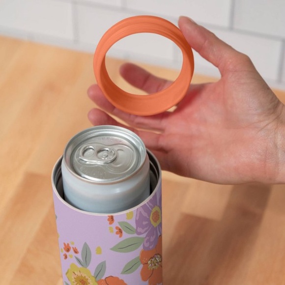 NWT OCS Designs Stainless Steel Slim Can Cooler Pretty Petals - Picture 3 of 11